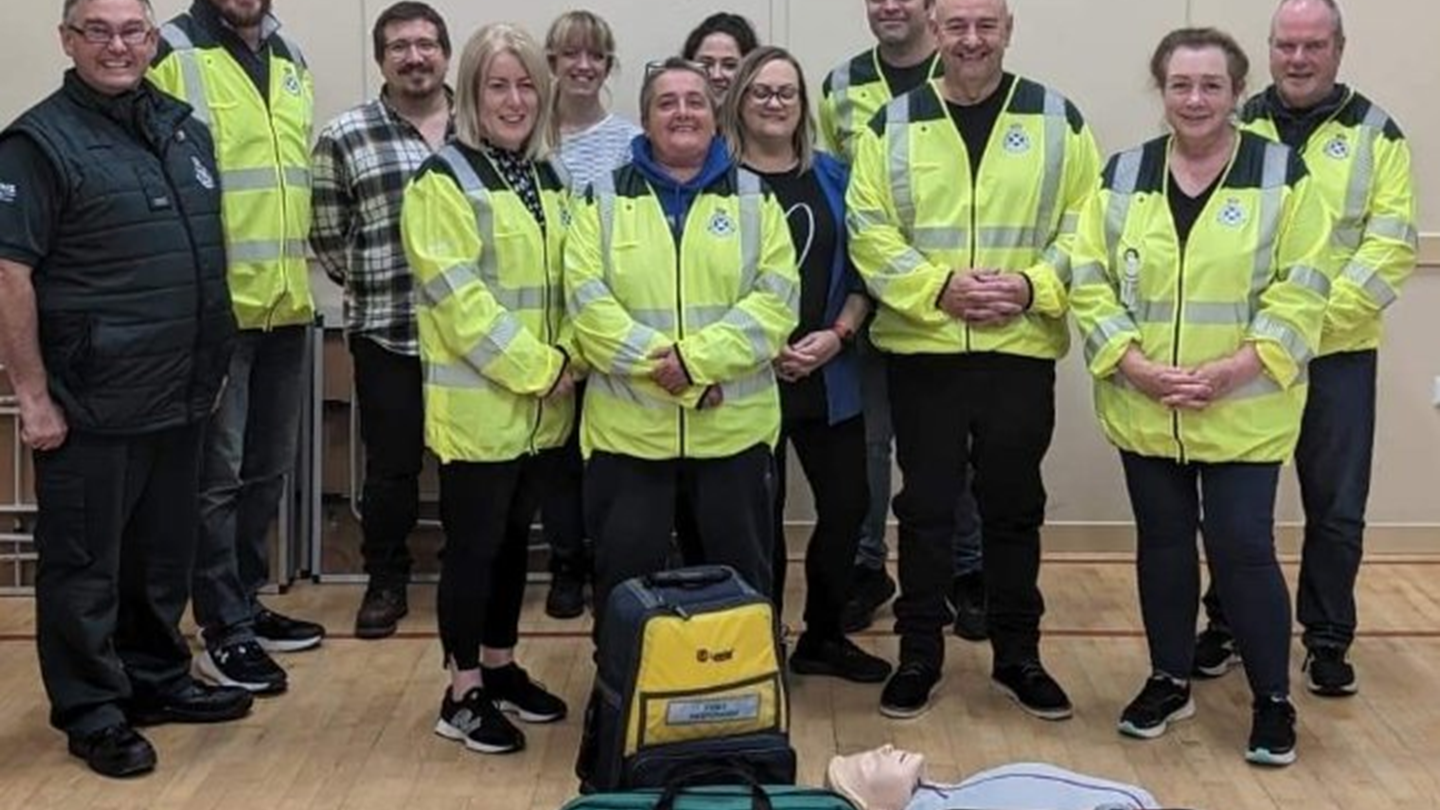 Uist First Responders with some of their kit in front of them