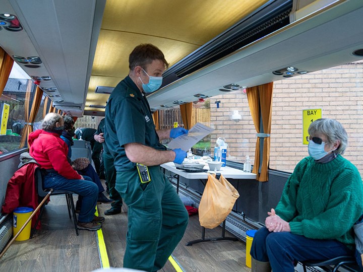 On board the vaccination bus