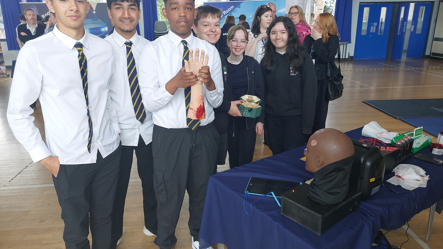 Kids test some of the mannequins at Shawlands Academy