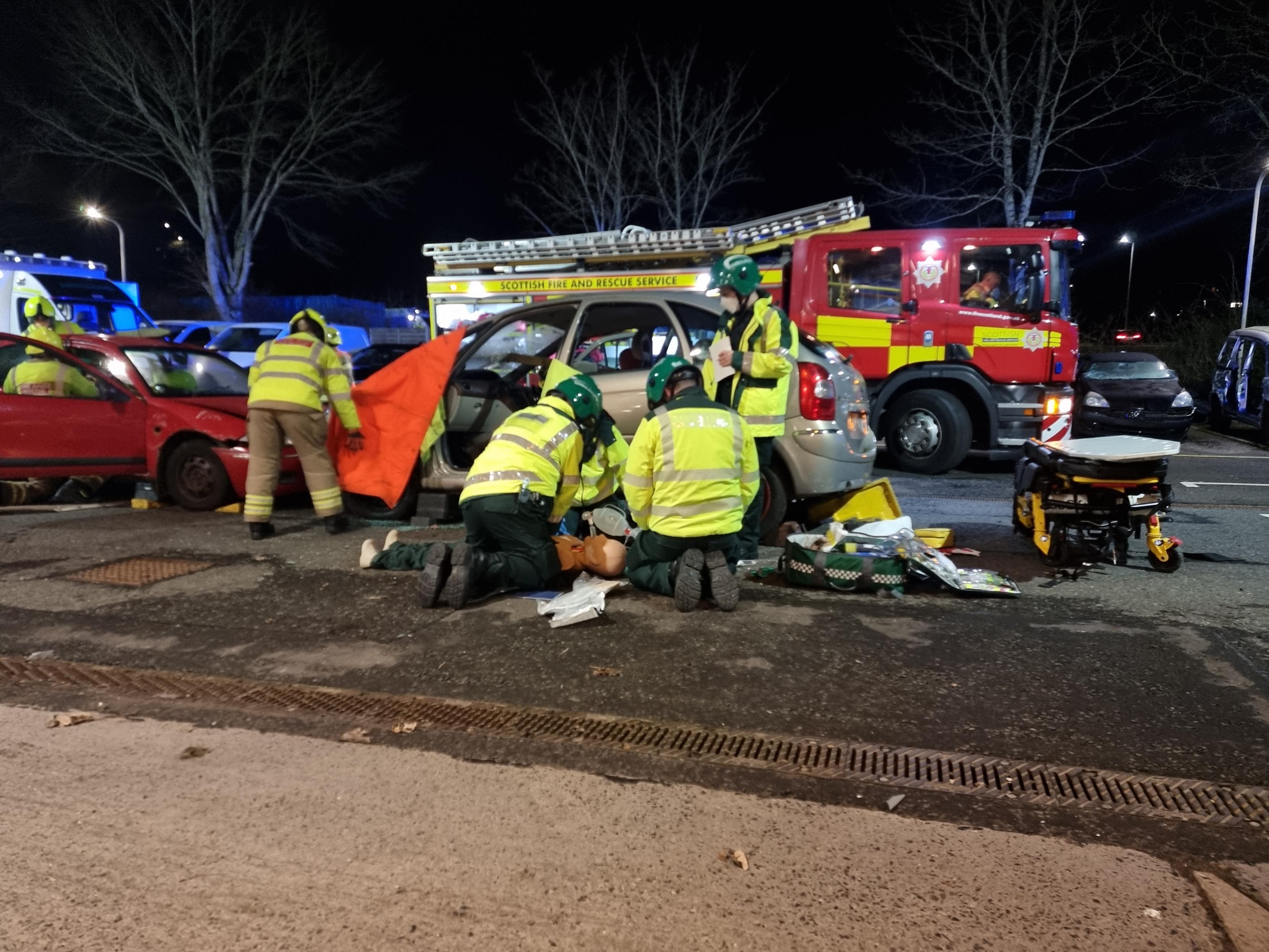 Ambulance Rtc Multi Service Training Exercise to help students prepare for an RTC