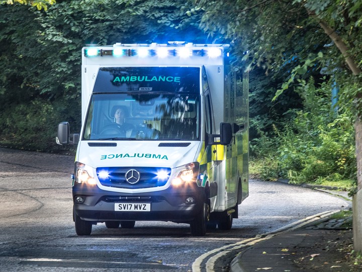 An ambulance going to an emergency