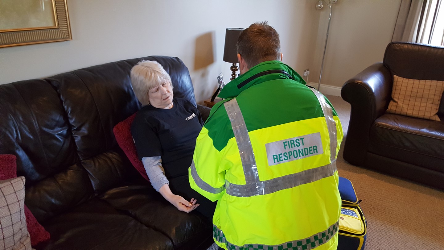 A Community First Responder treats a patient who has had a stroke