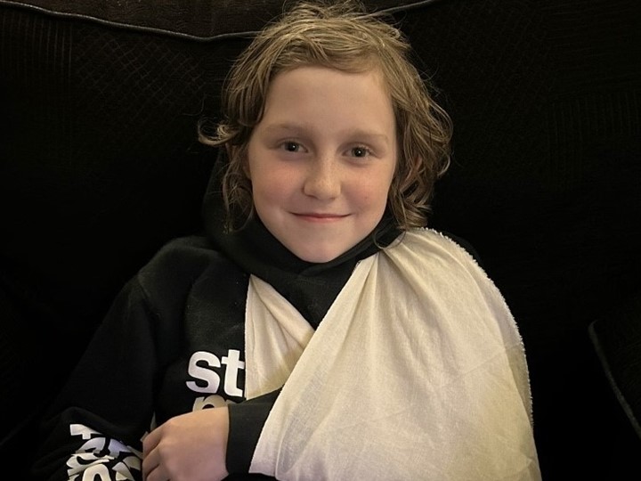 Patient Harry in a sling